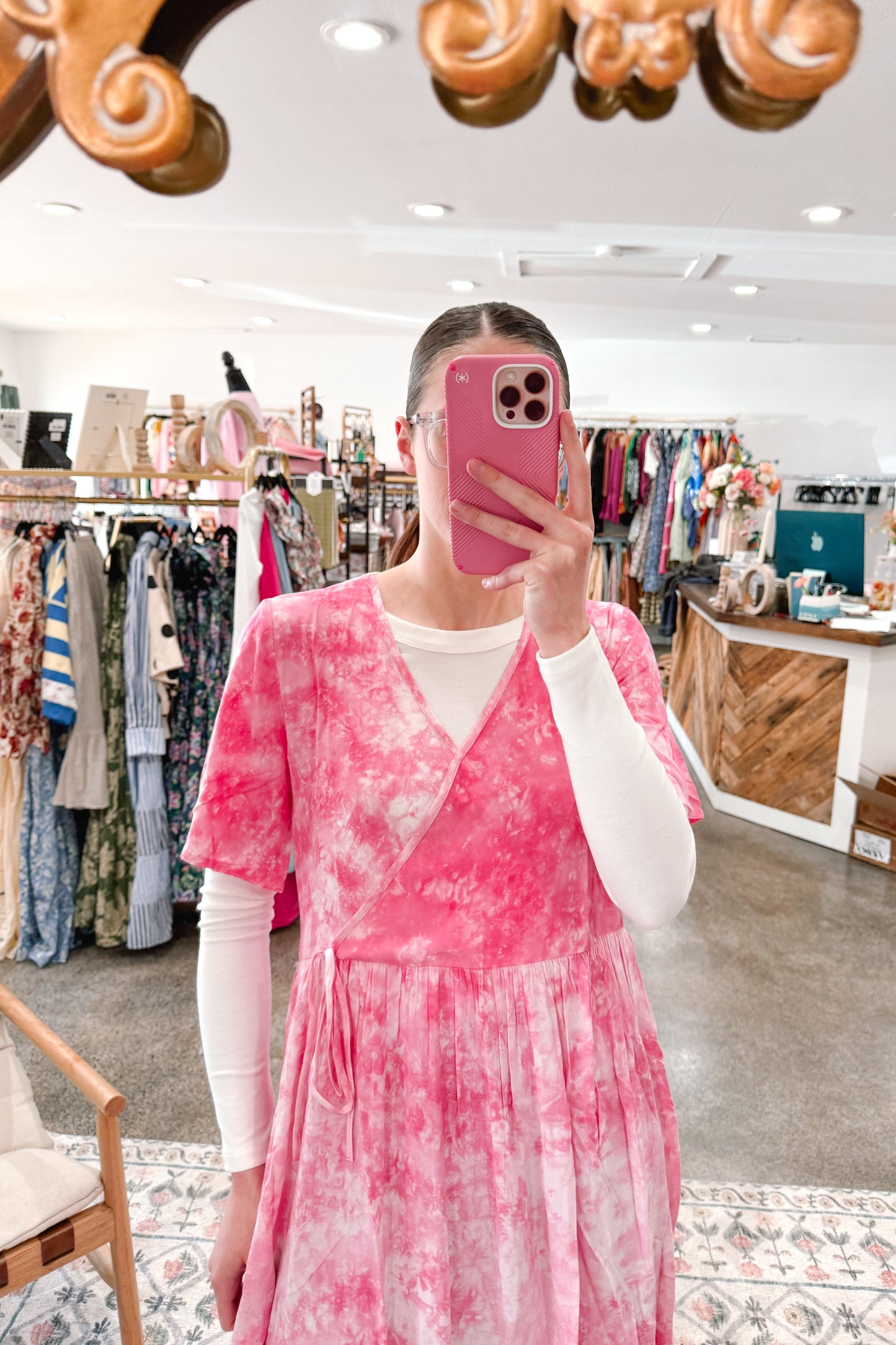 Pink Dye Wrap Dress