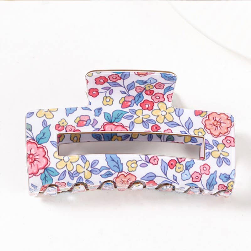 Jumbo Floral Rectangle Claw Clips