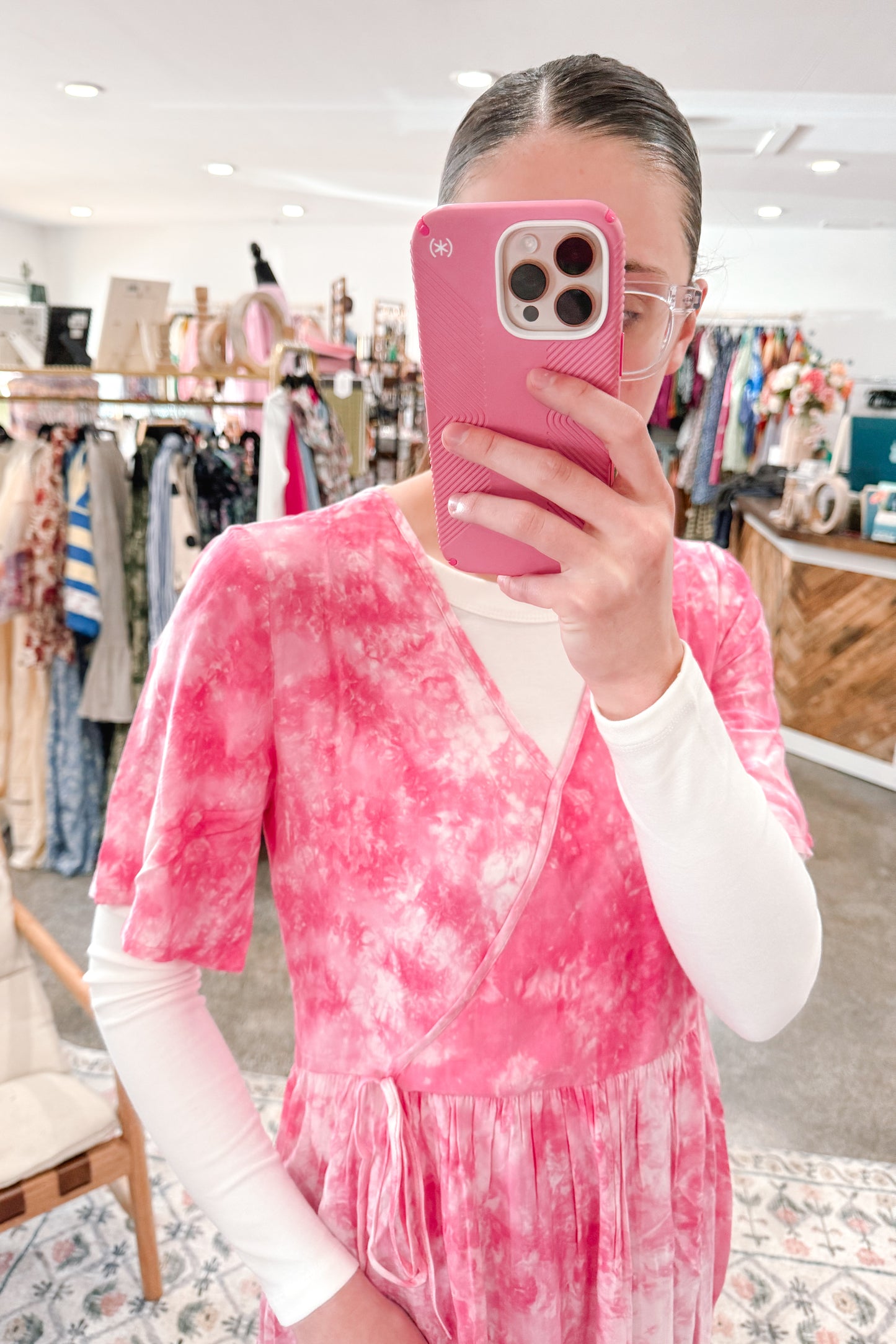 Pink Dye Wrap Dress