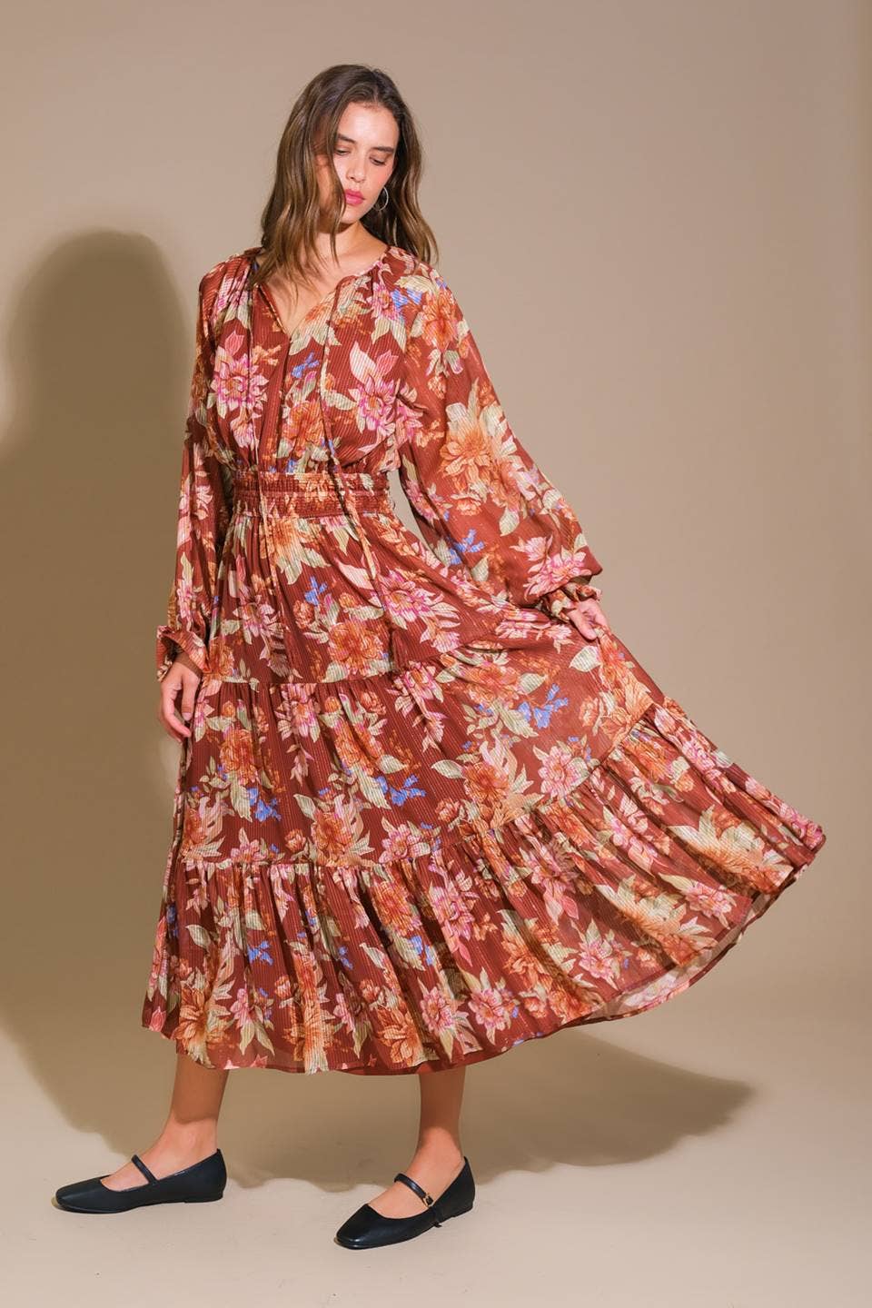 Rust Floral Dress