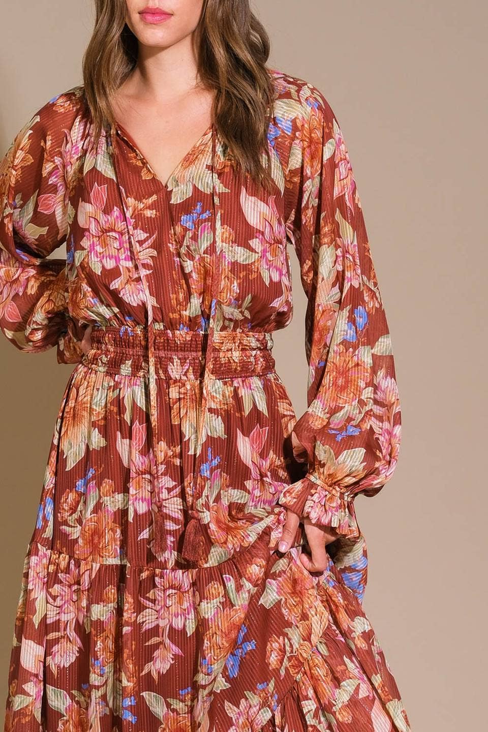 Rust Floral Dress