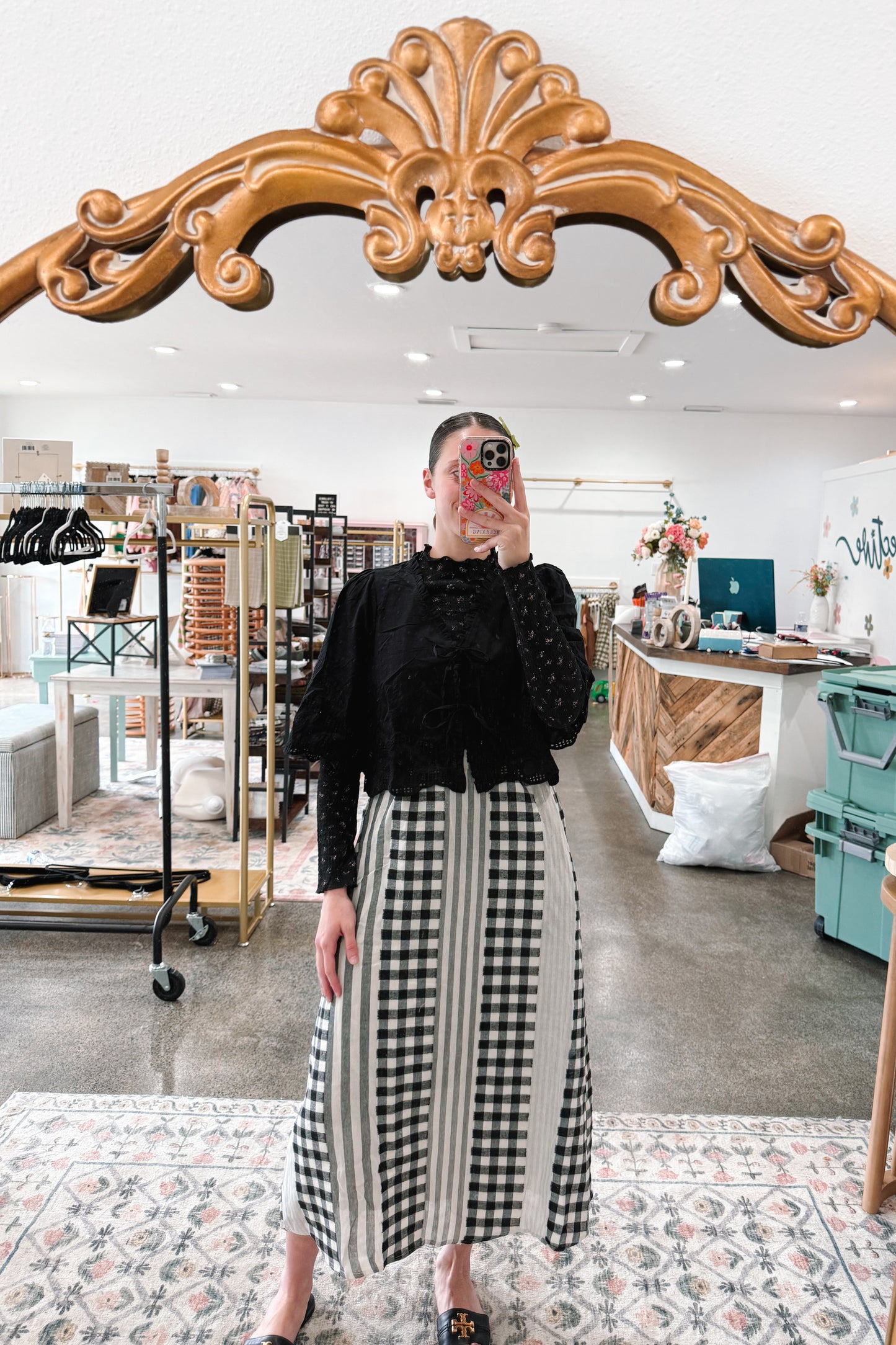 Black Embroidery Tie Top