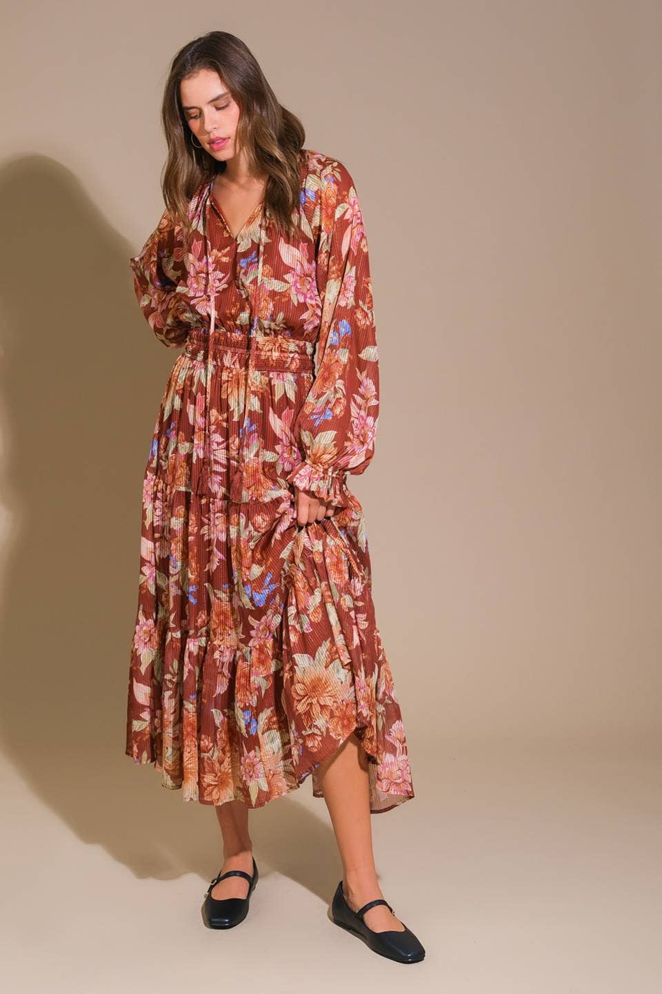 Rust Floral Dress