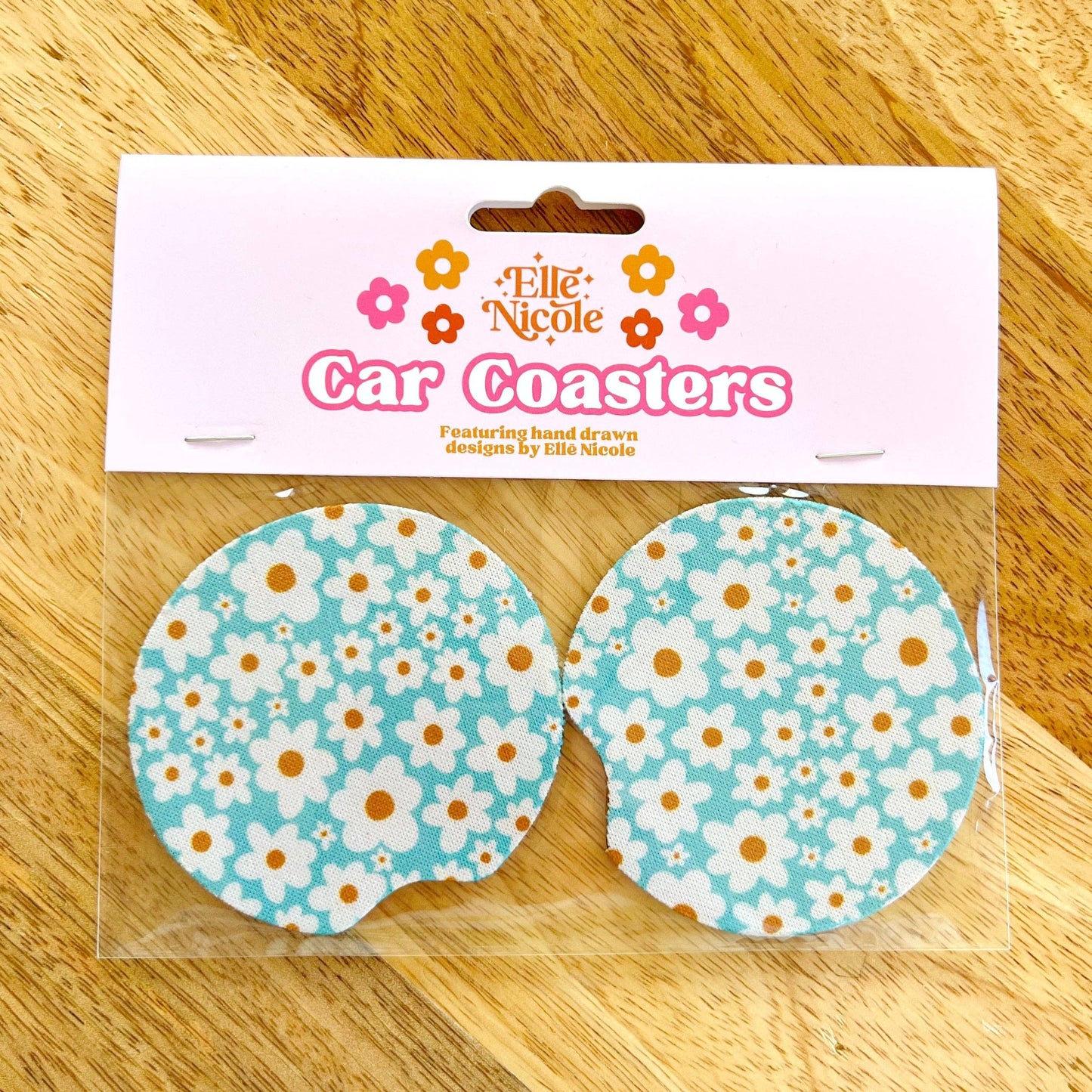 Blue Daisy Car Cupholder