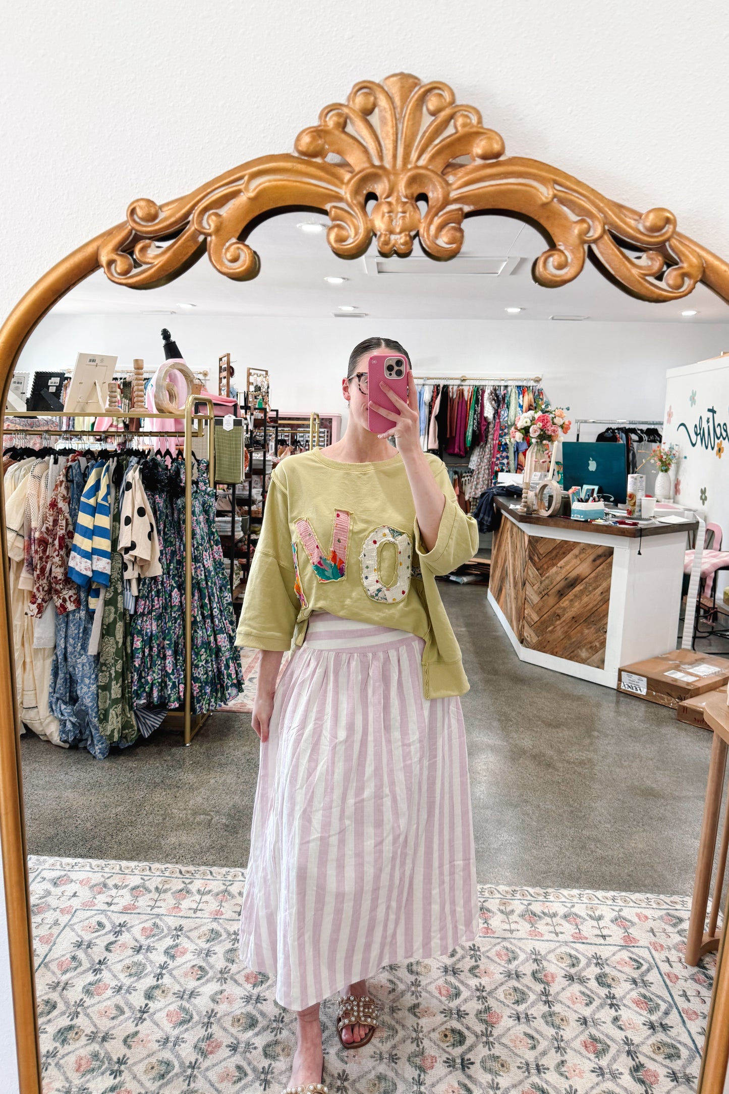 Pink Stripe Skirt - MEDIUM