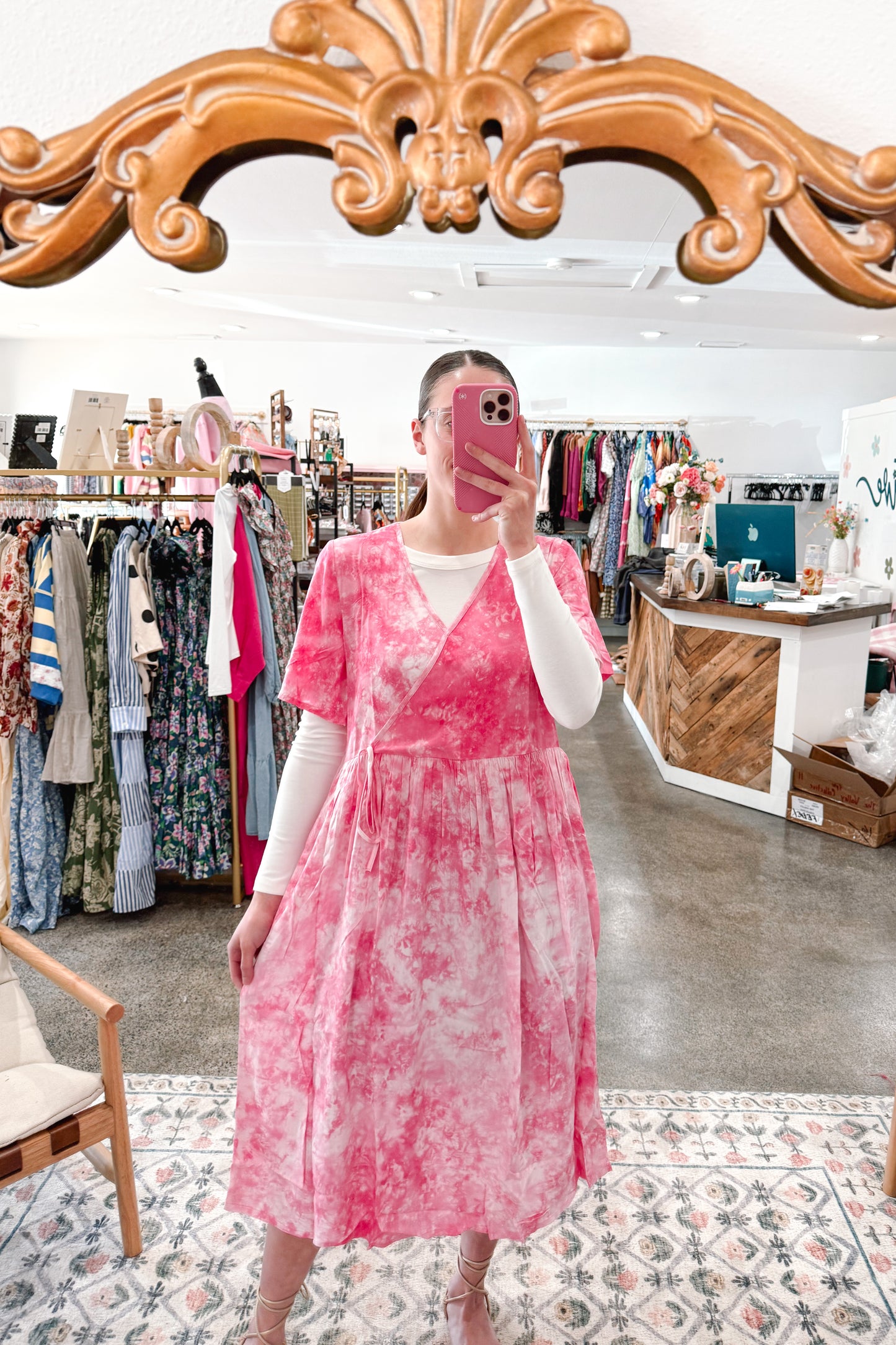 Pink Dye Wrap Dress