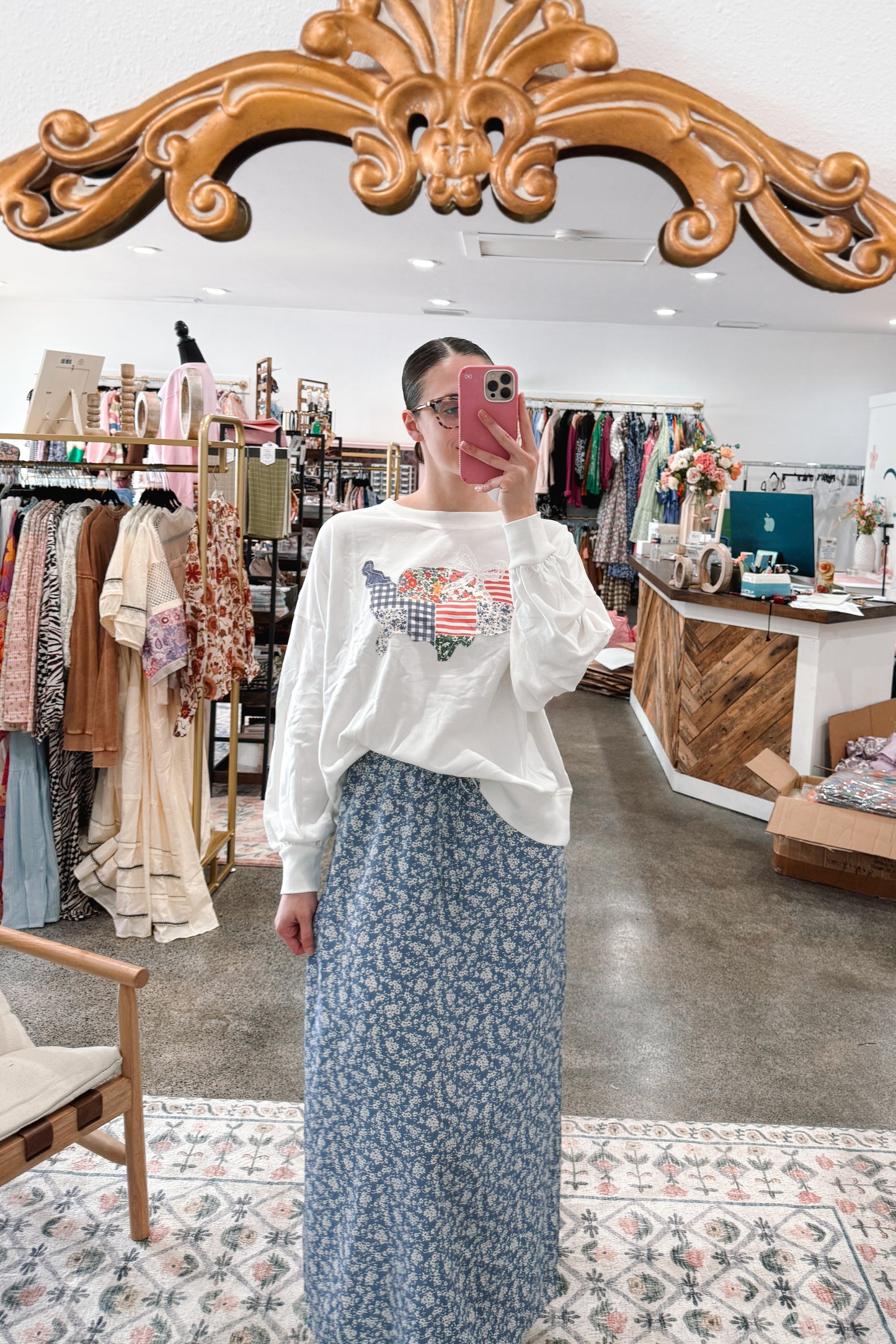 Blue Floral Maxi Skirt