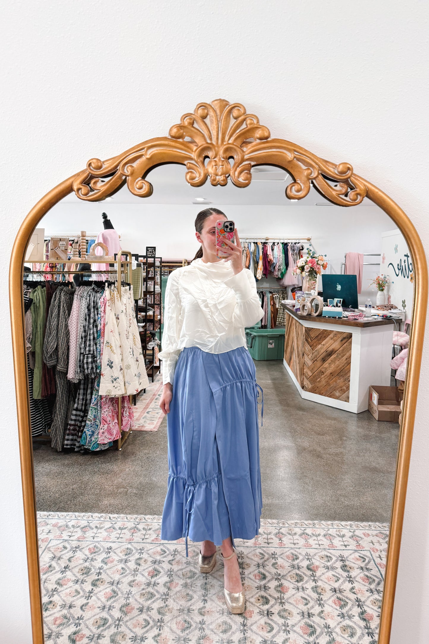 Blue Drawstring Skirt