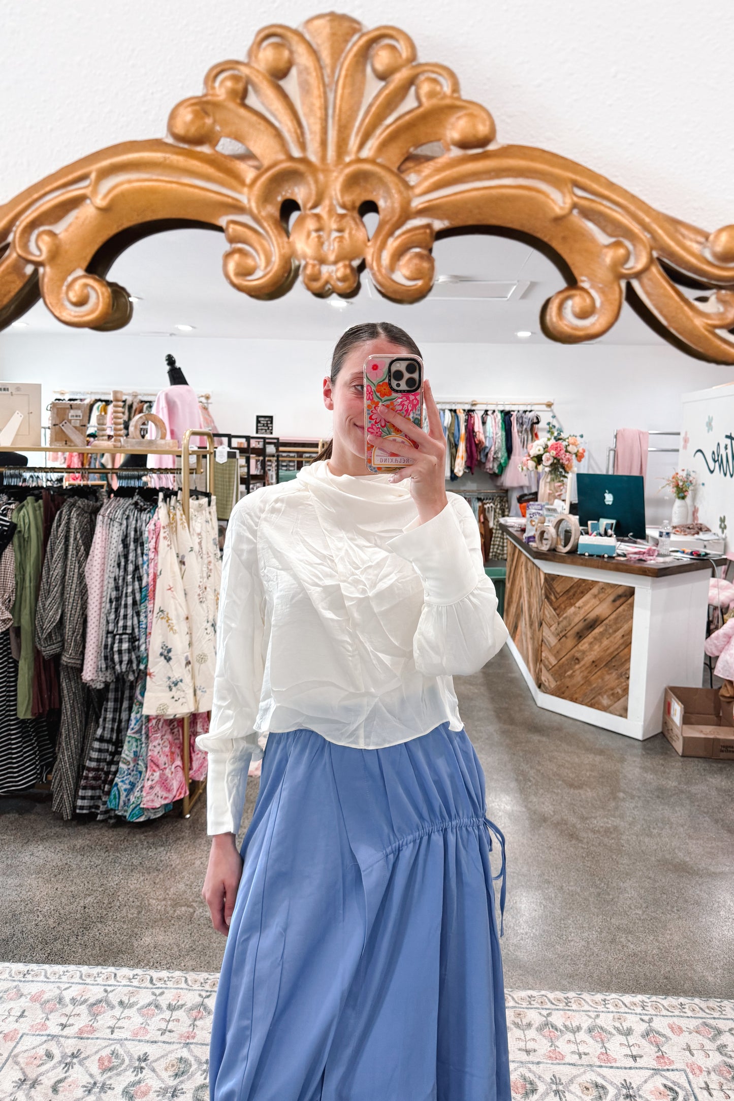 Blue Drawstring Skirt
