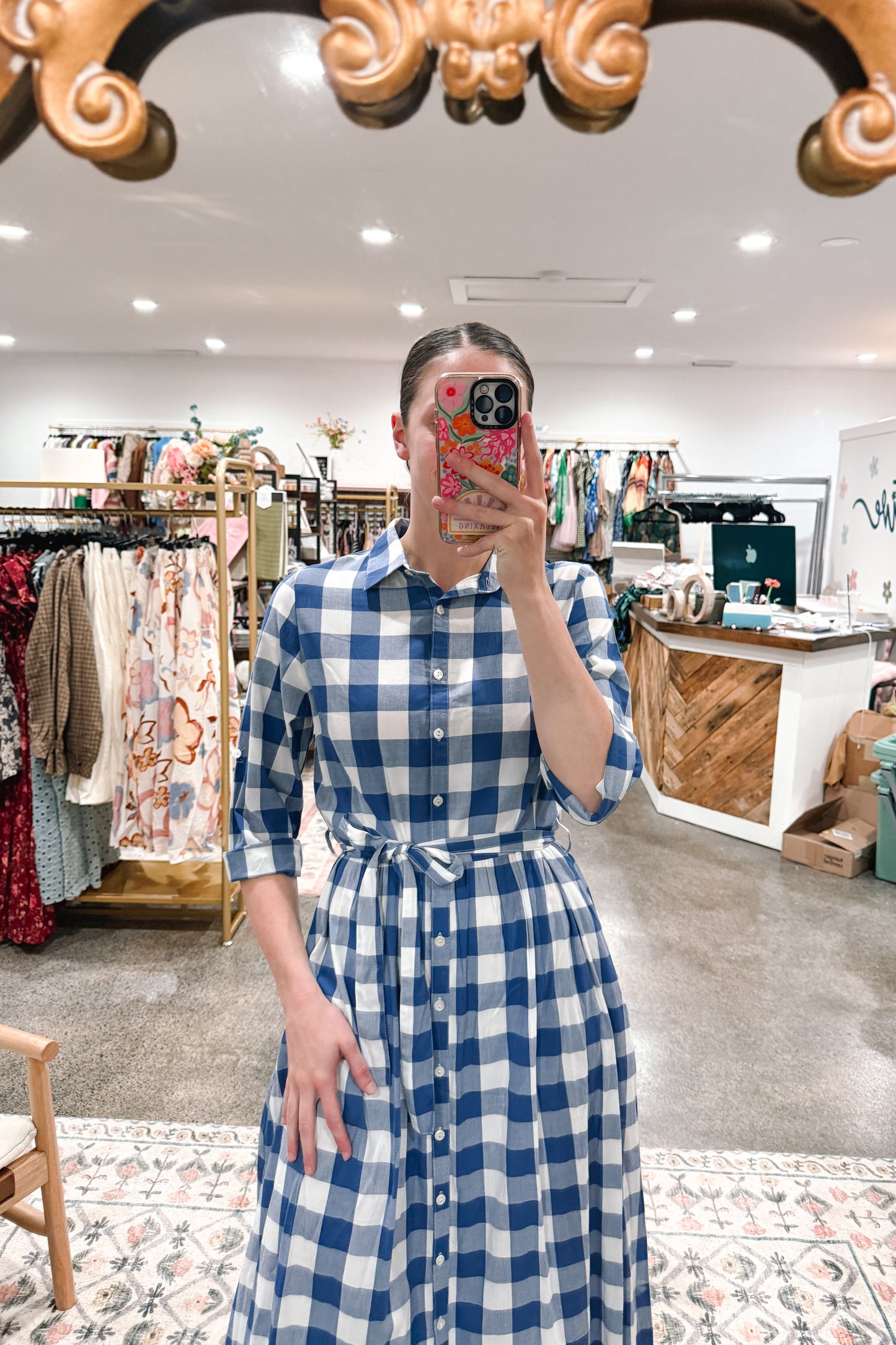 Blue Check Dress - MEDIUM