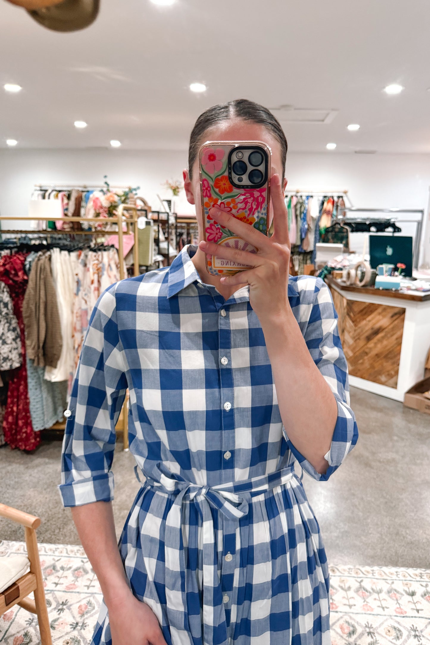 Blue Check Dress - MEDIUM