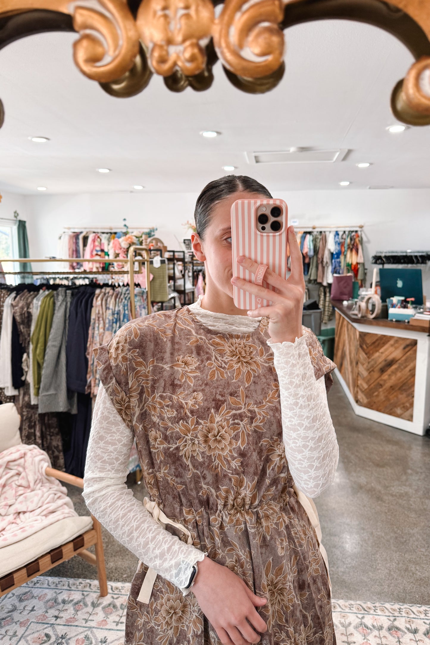 Woven Floral Print Dress