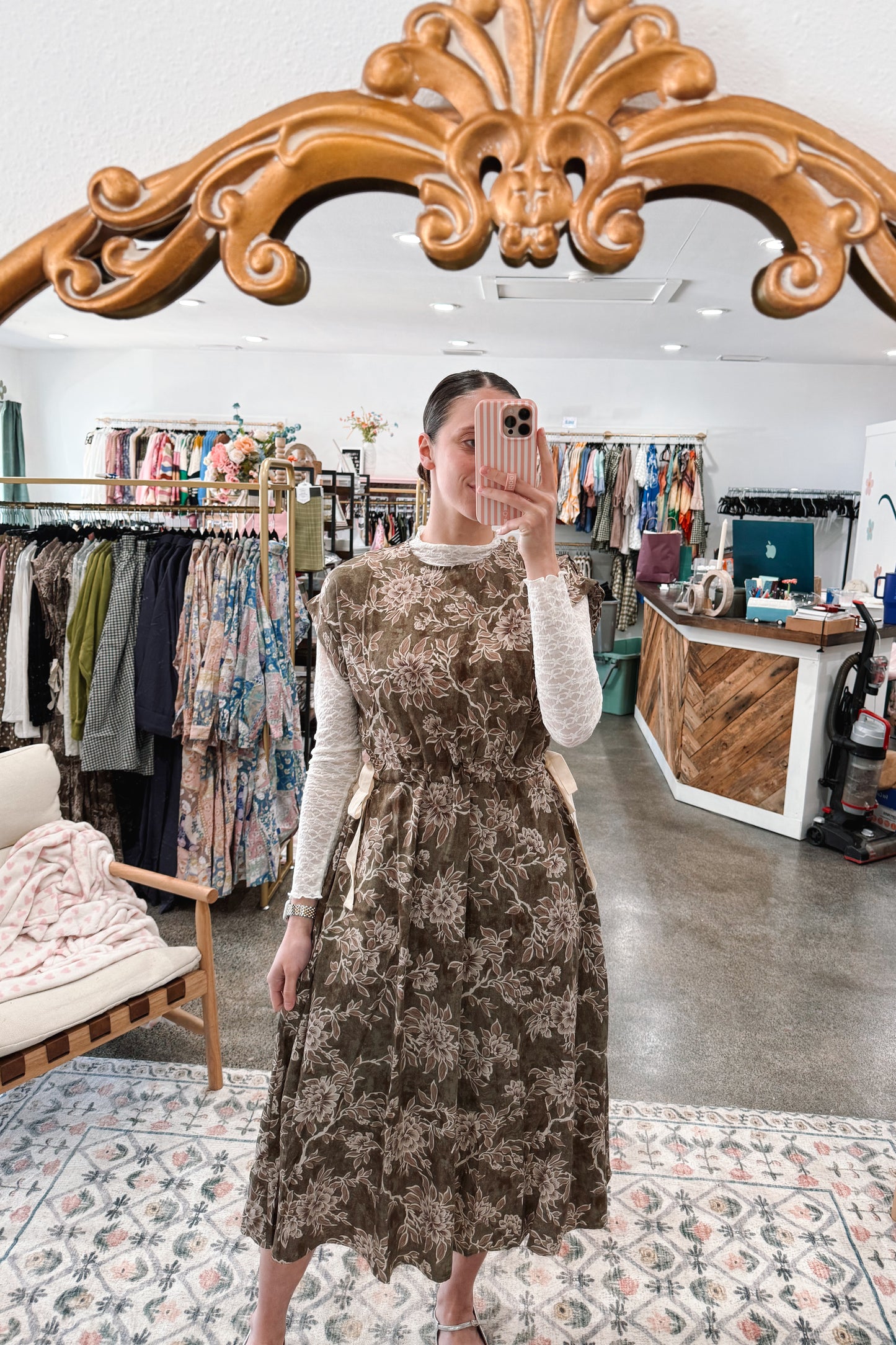 Woven Floral Print Dress