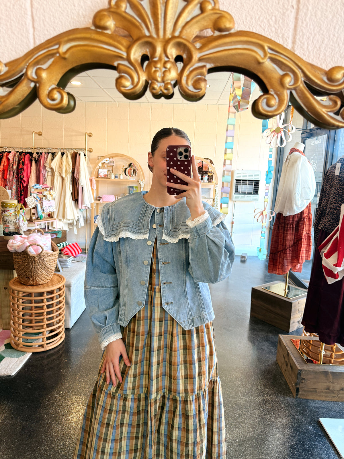 Lace Trim Denim Jacket
