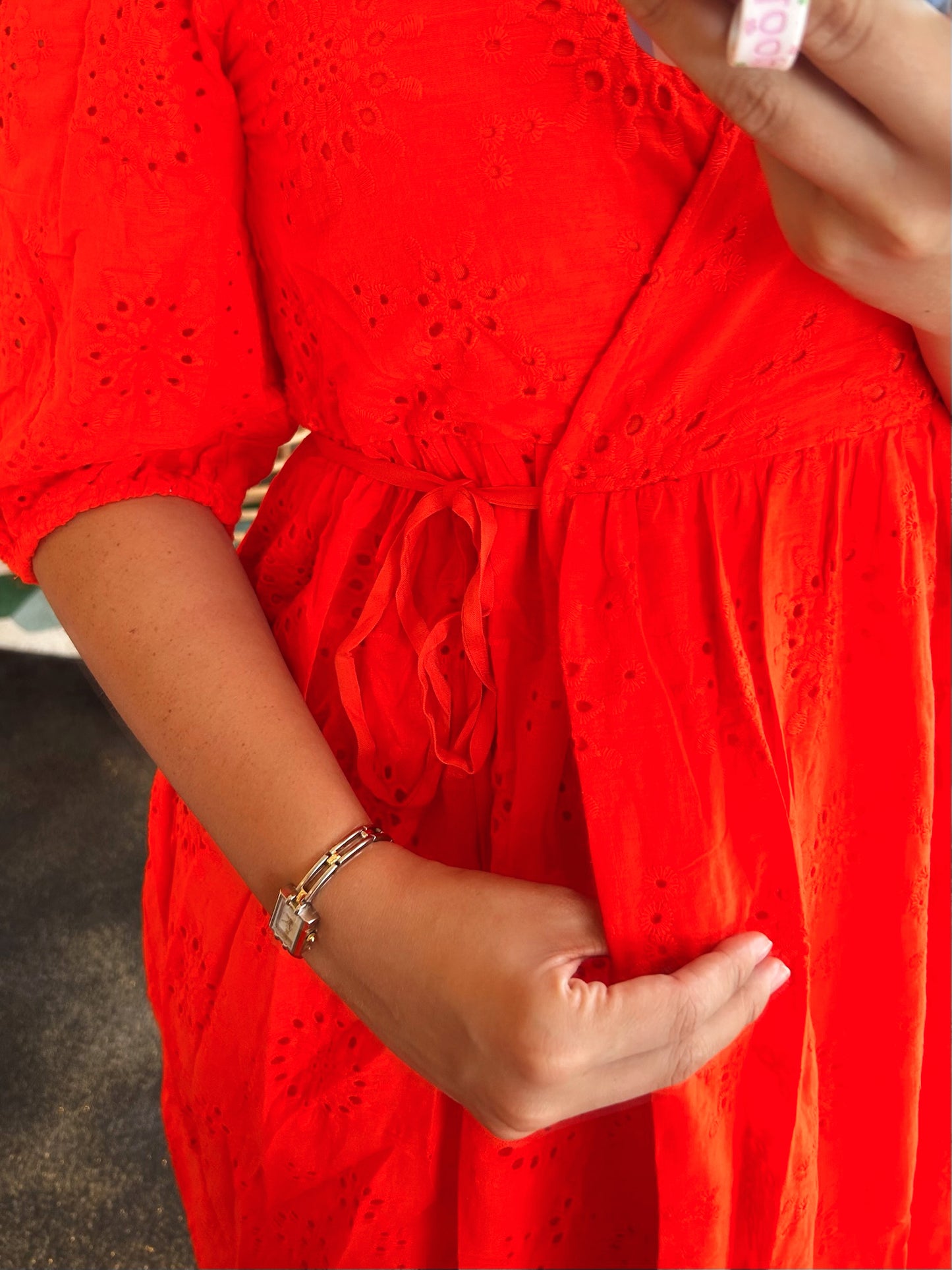 Blood Orange Detail Wrap Dress