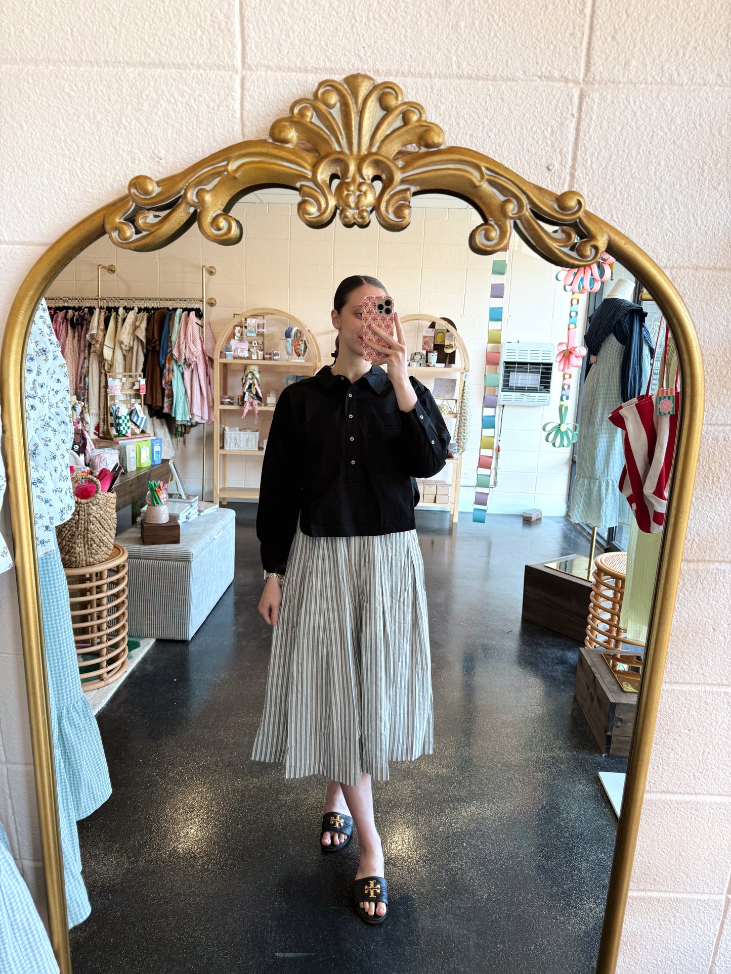 Black Button Down Top - MEDIUM
