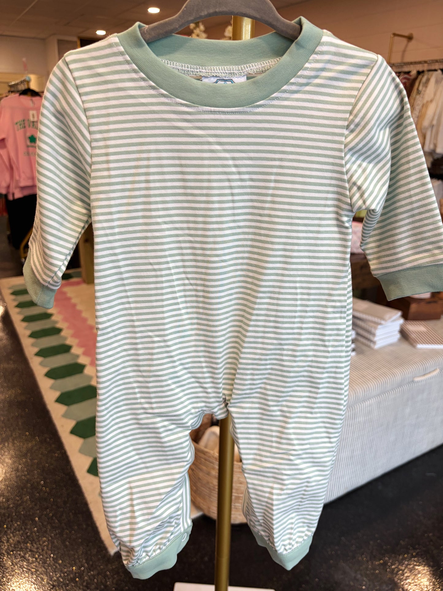 Green Stripe Romper