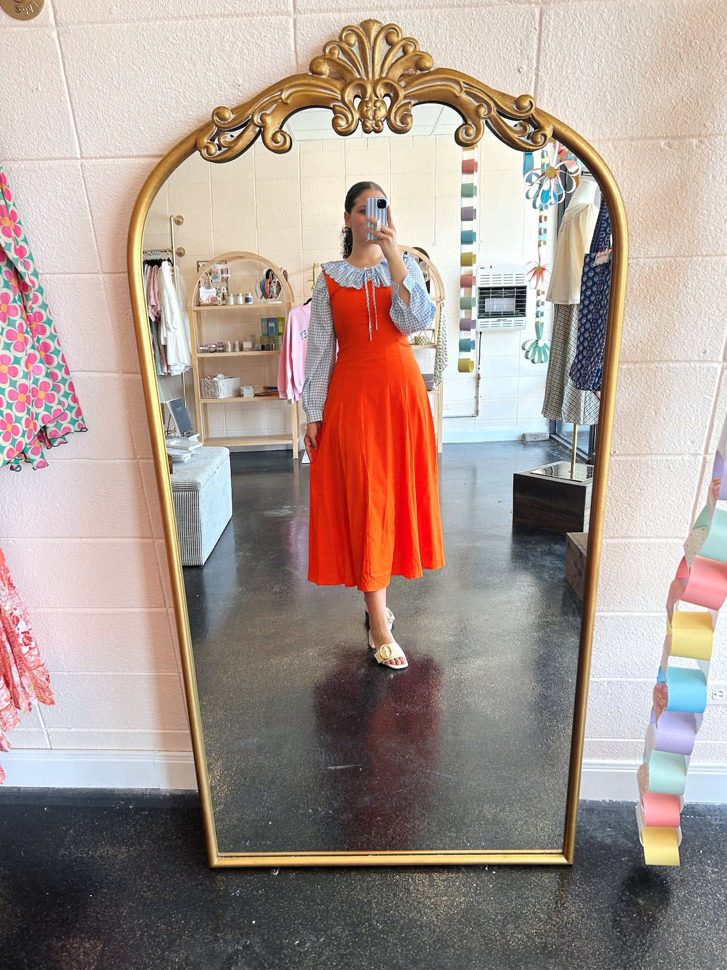 Orange Fit & Flare Dress