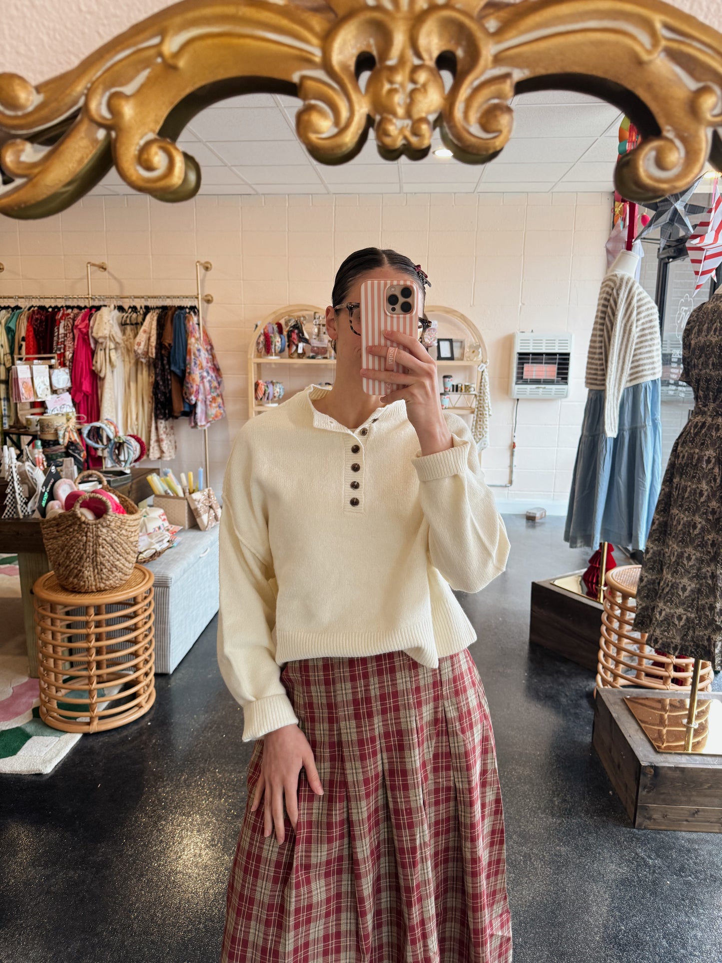 Red Multi Plaid Skirt - XLARGE