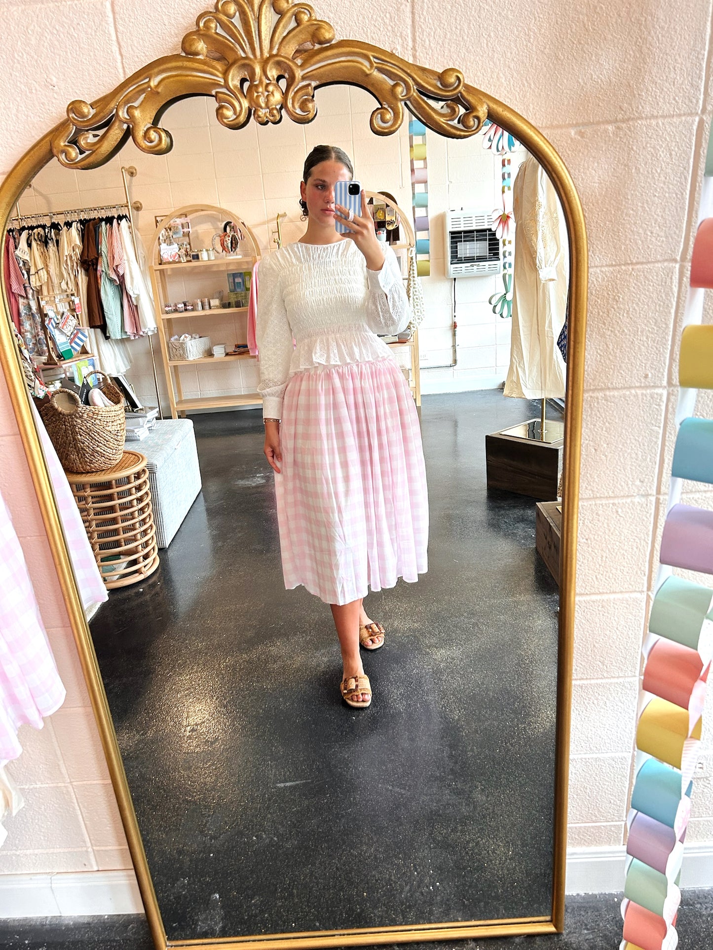 Pink Gingham Maxi Skirt
