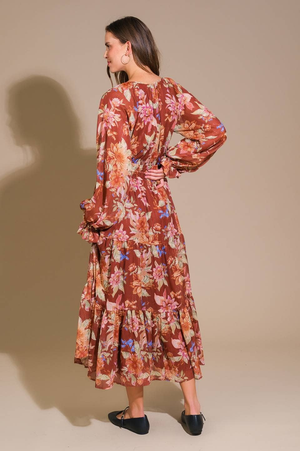Rust Floral Dress