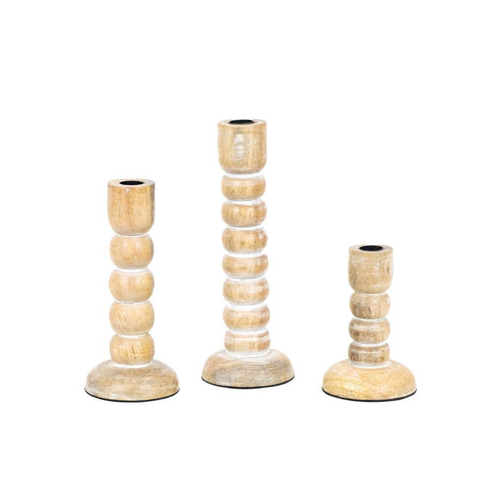 Set of 3 Wood Candle Holders