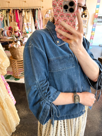 Denim Scrunch Sleeve Top