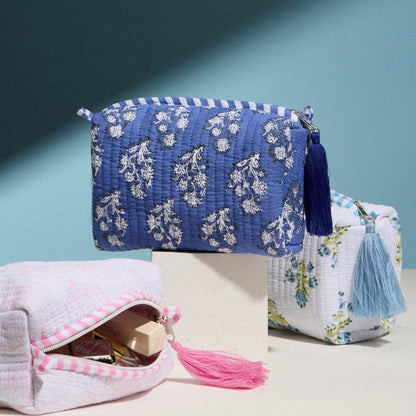 Blue Quilted Pouch