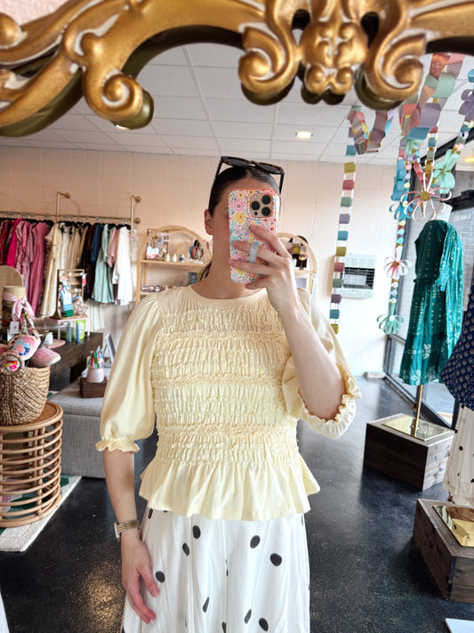 Smocked Detail Knit Top