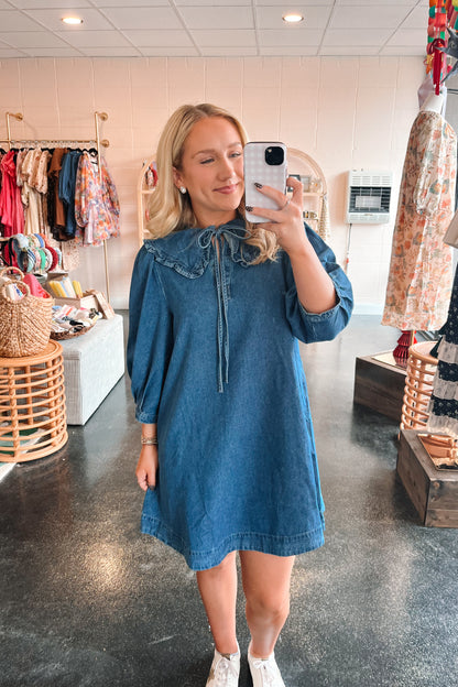 Collar Denim Dress