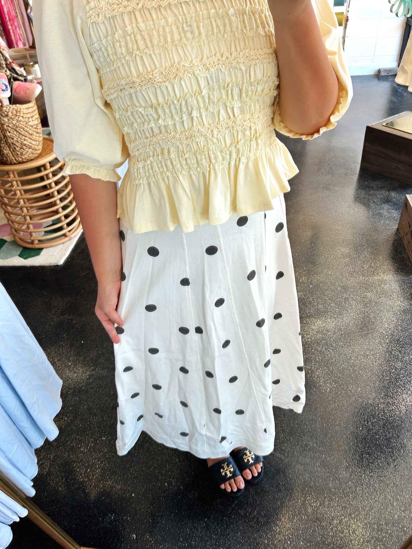 Polka Dot Denim Dress