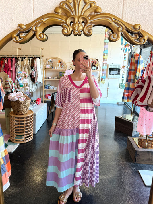 Purple Mix Stripe Dress