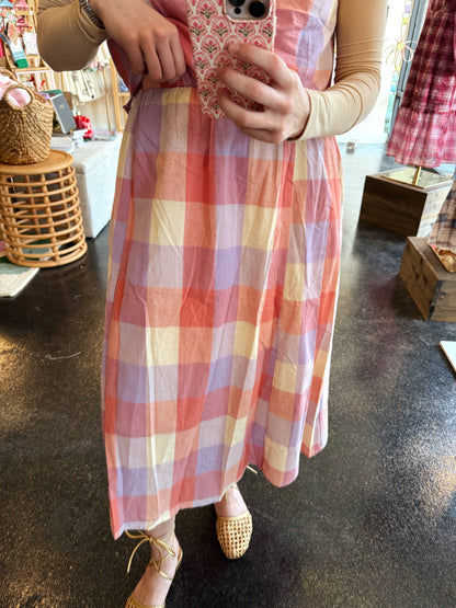Peach Combo Plaid Set
