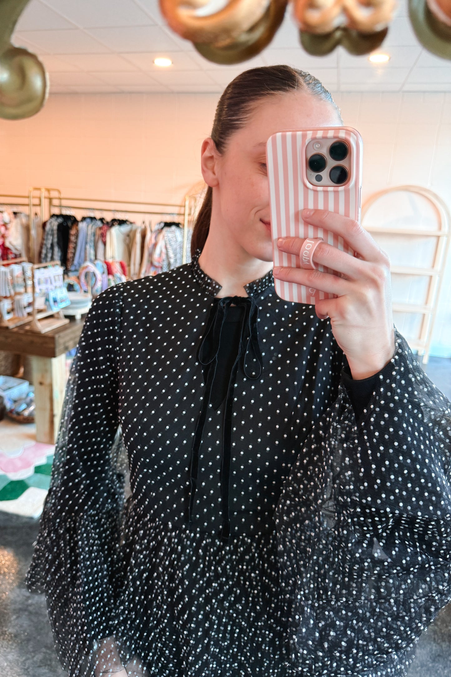Polka Dot Mesh Dress - MEDIUM