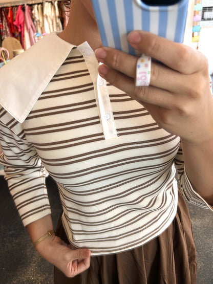 Cocoa Striped Knit Top