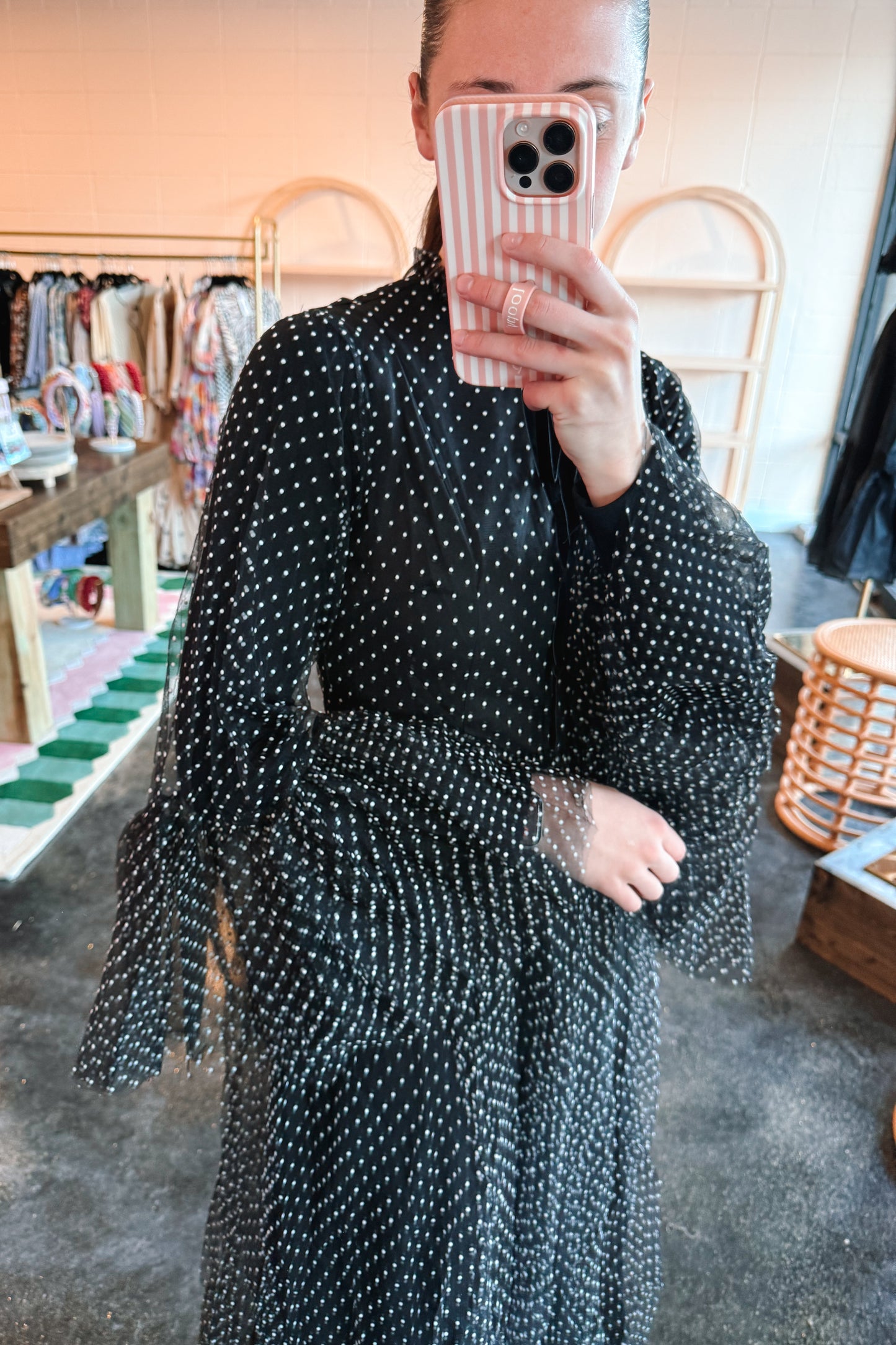 Polka Dot Mesh Dress - MEDIUM