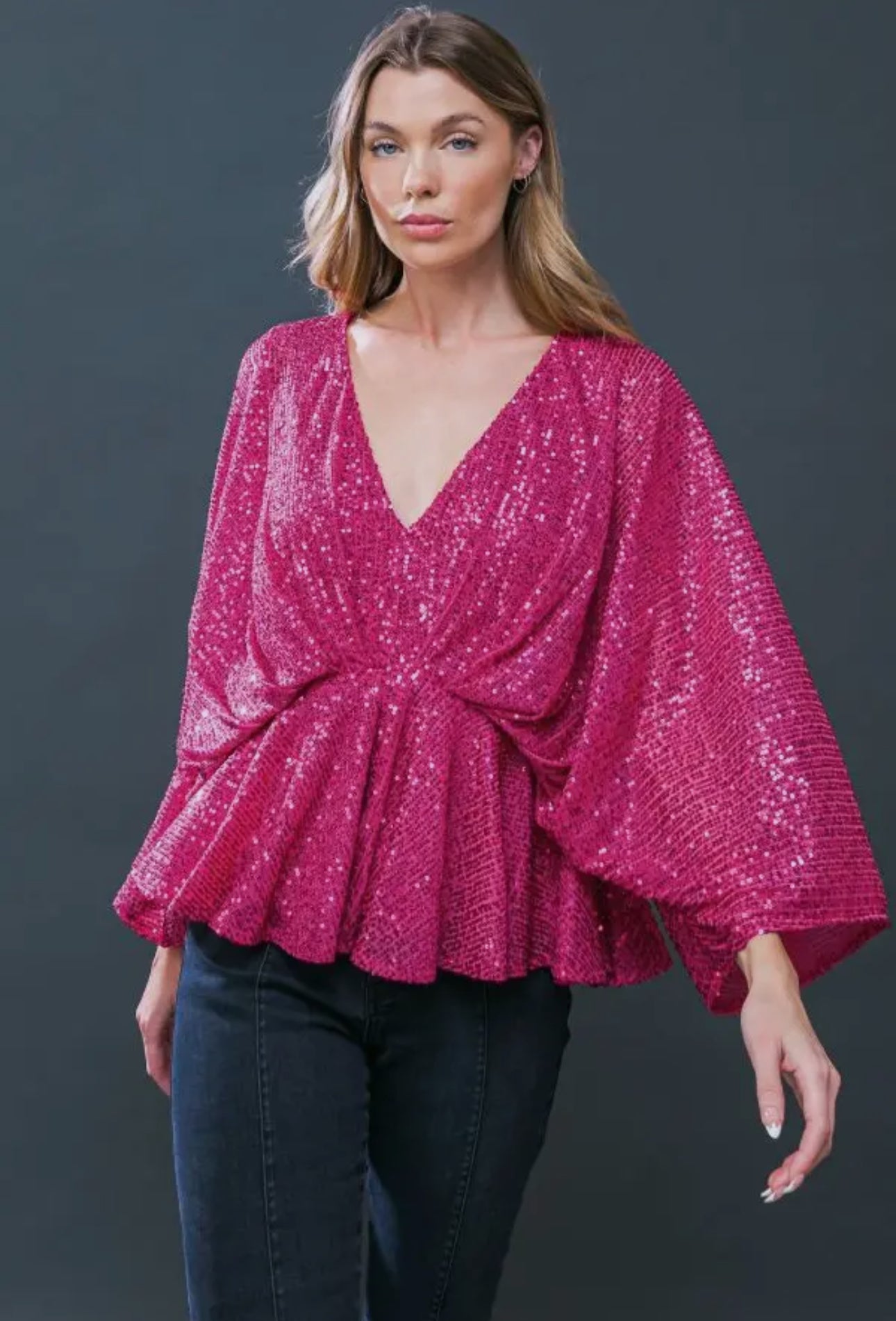 Fuchsia Sequin Top