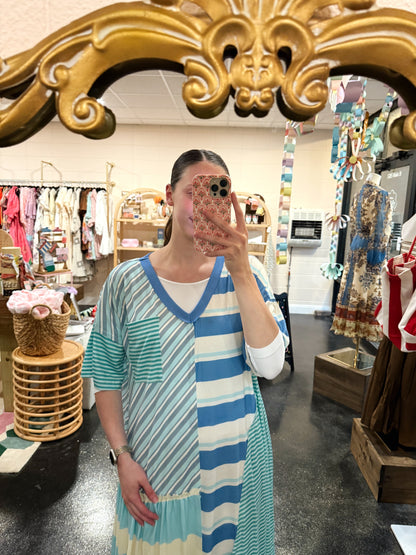 Blue Mix Stripe Dress