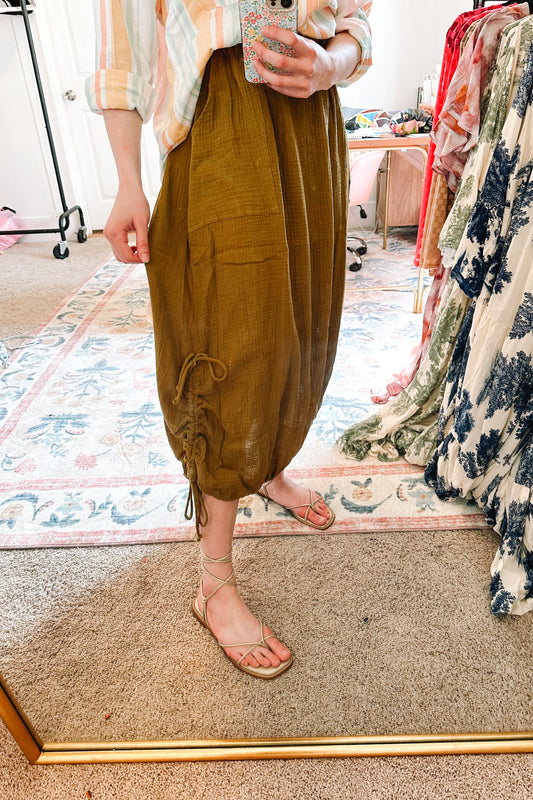 Olive Gauze Skirt