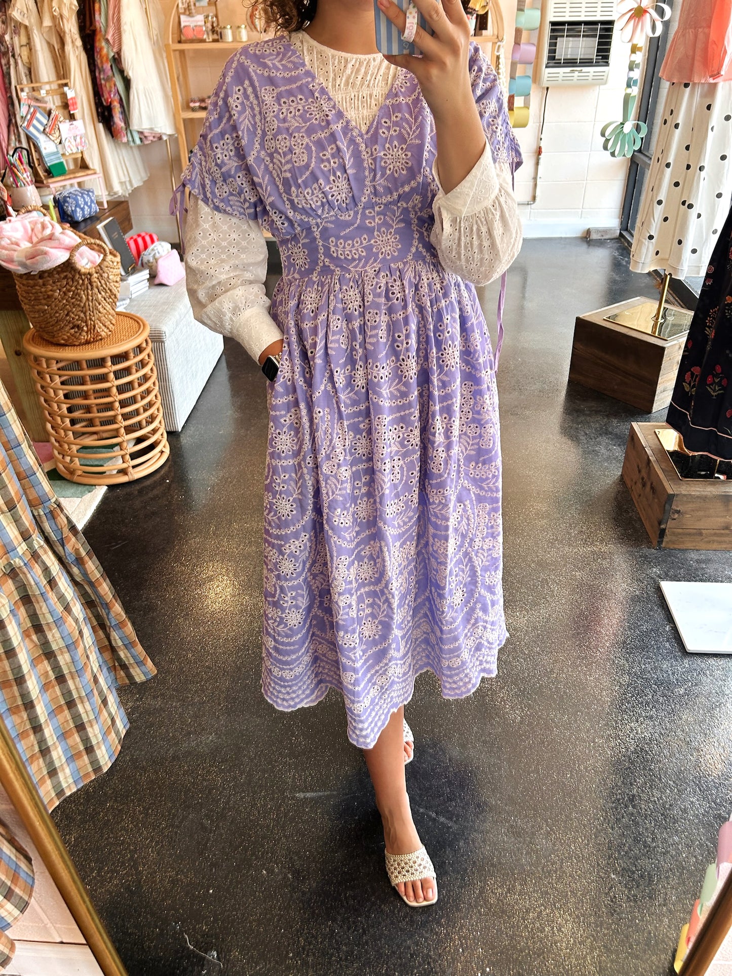 Eyelet Adjustable Tie Dress