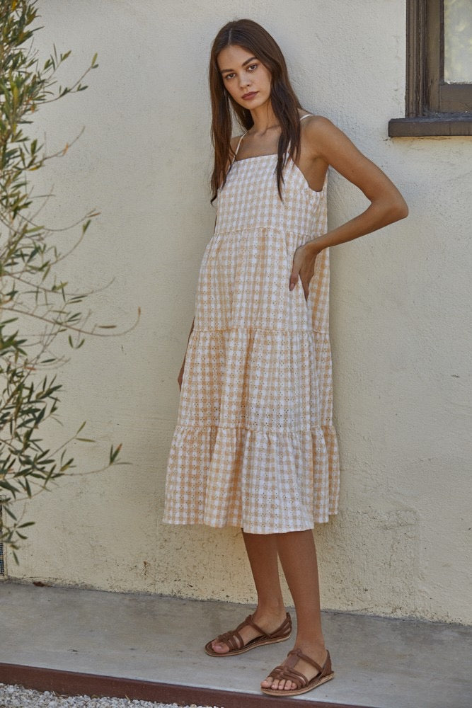 Orange and White Check Dress