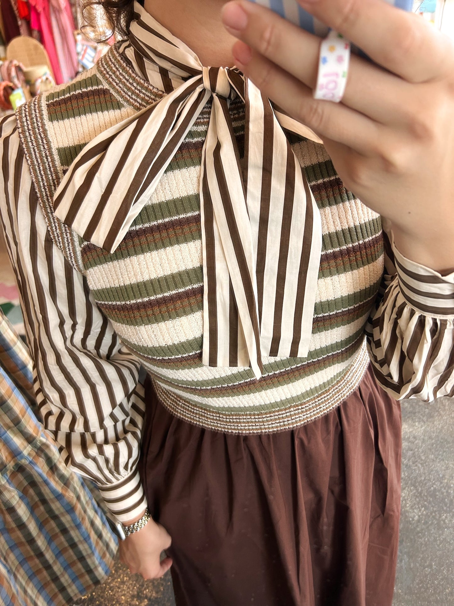Stripe Mix Media Dress