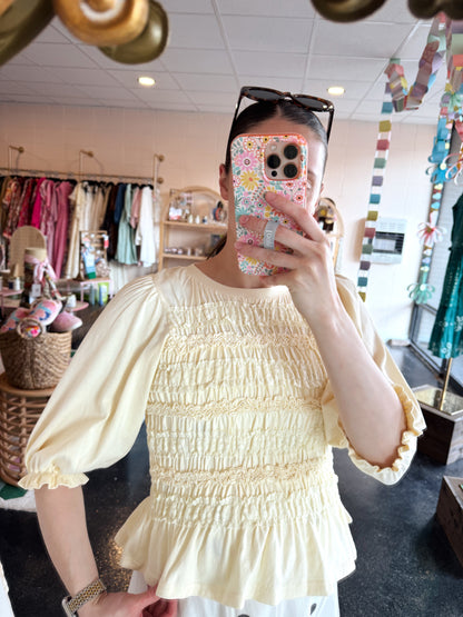 Smocked Detail Knit Top