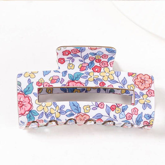 Jumbo Floral Rectangle Claw Clips