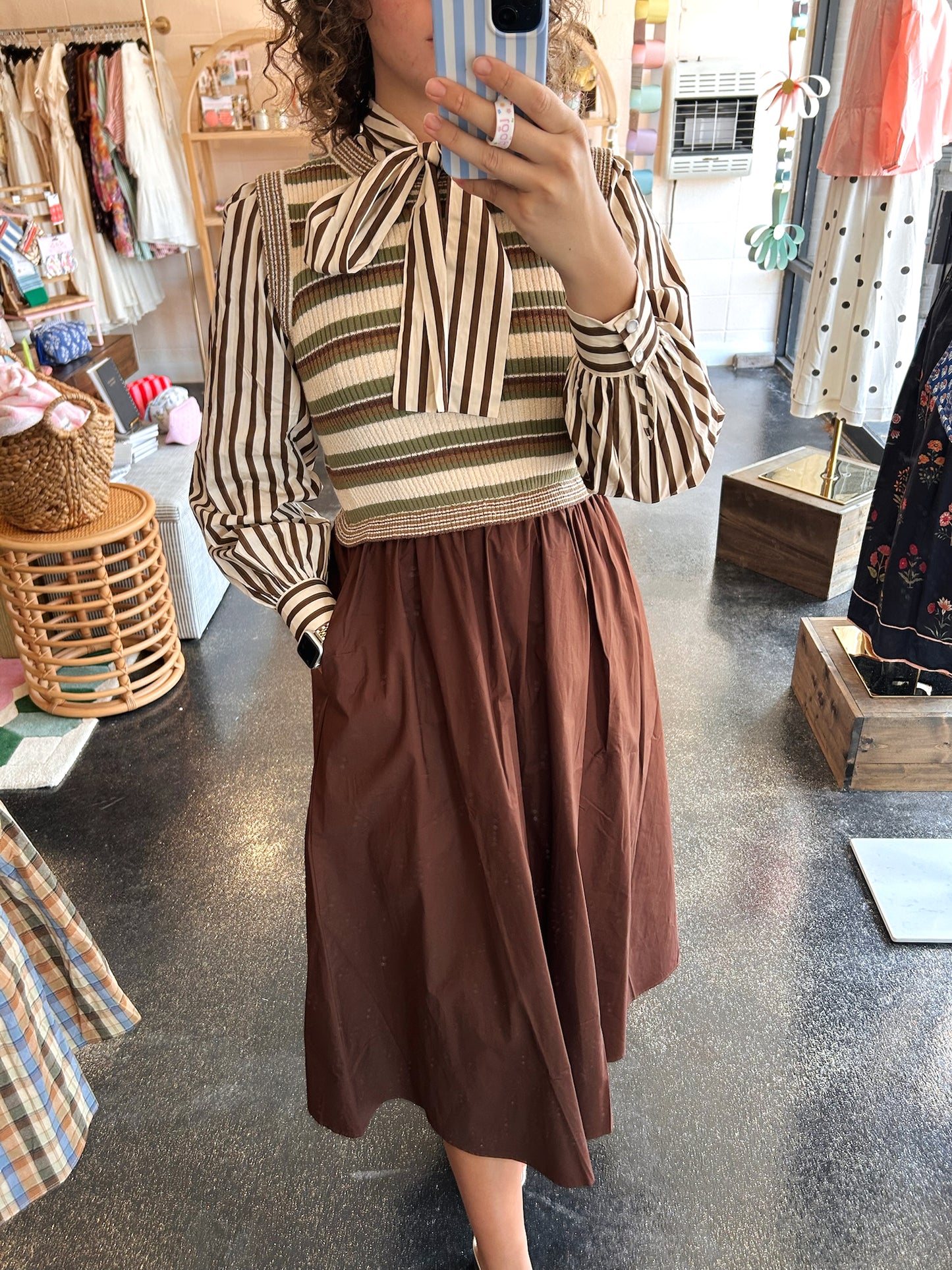 Stripe Mix Media Dress