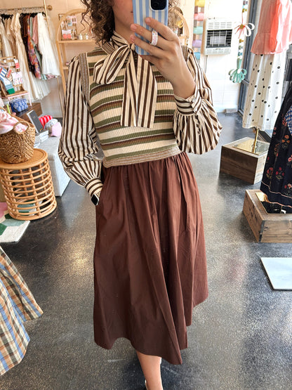 Stripe Mix Media Dress