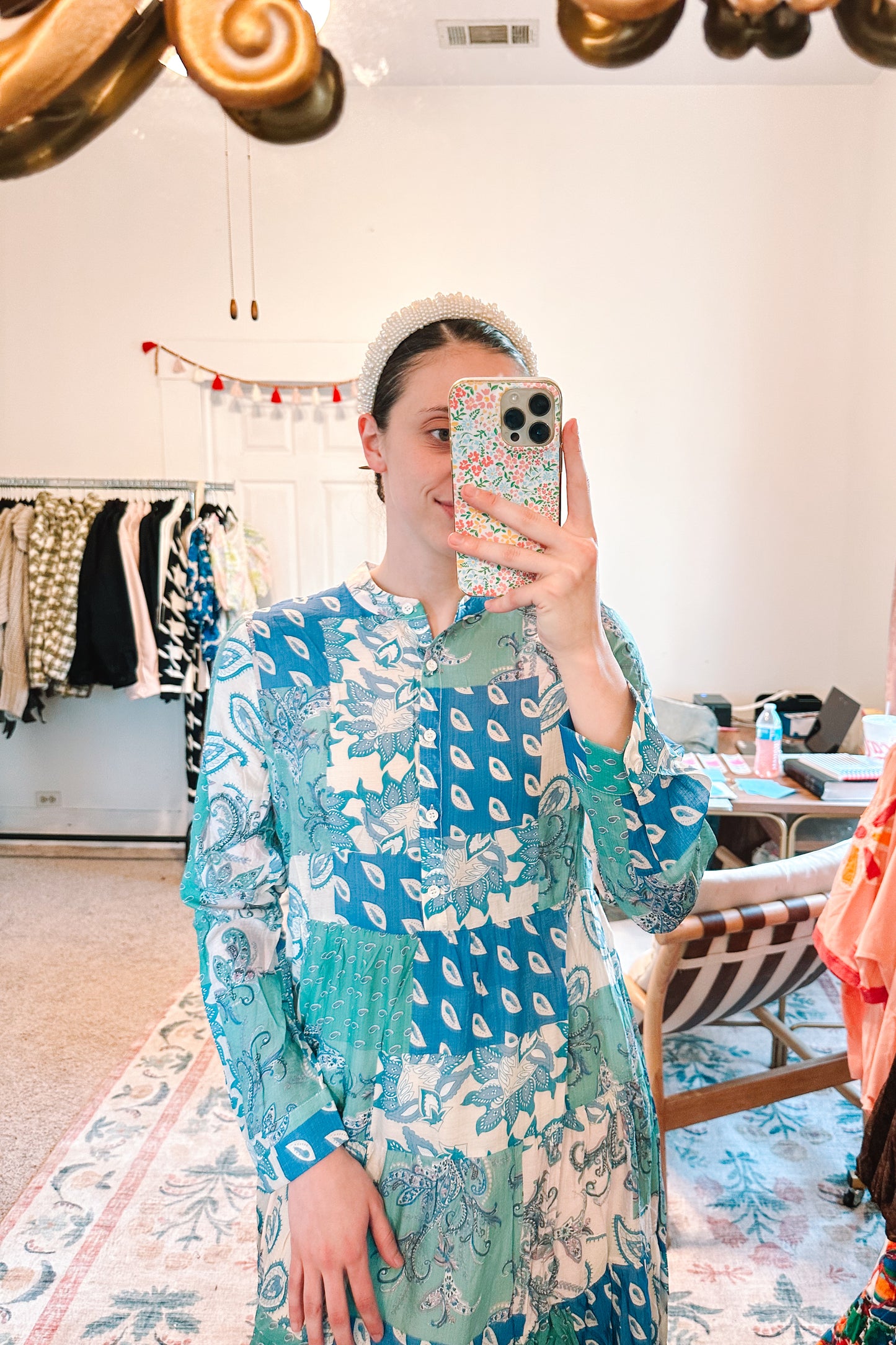 Aqua Paisley Dress