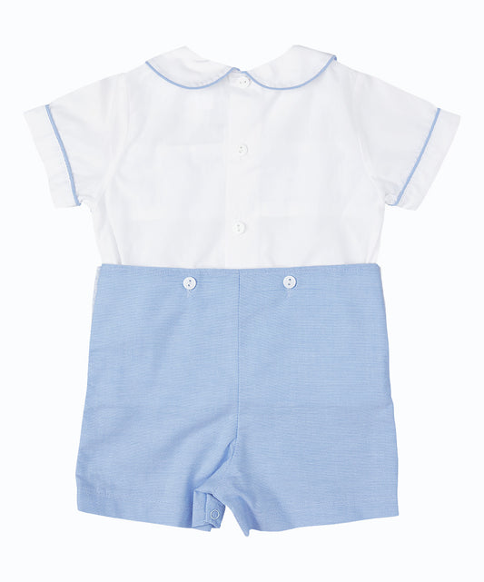 Blue White Smocked Shirt + Shorts