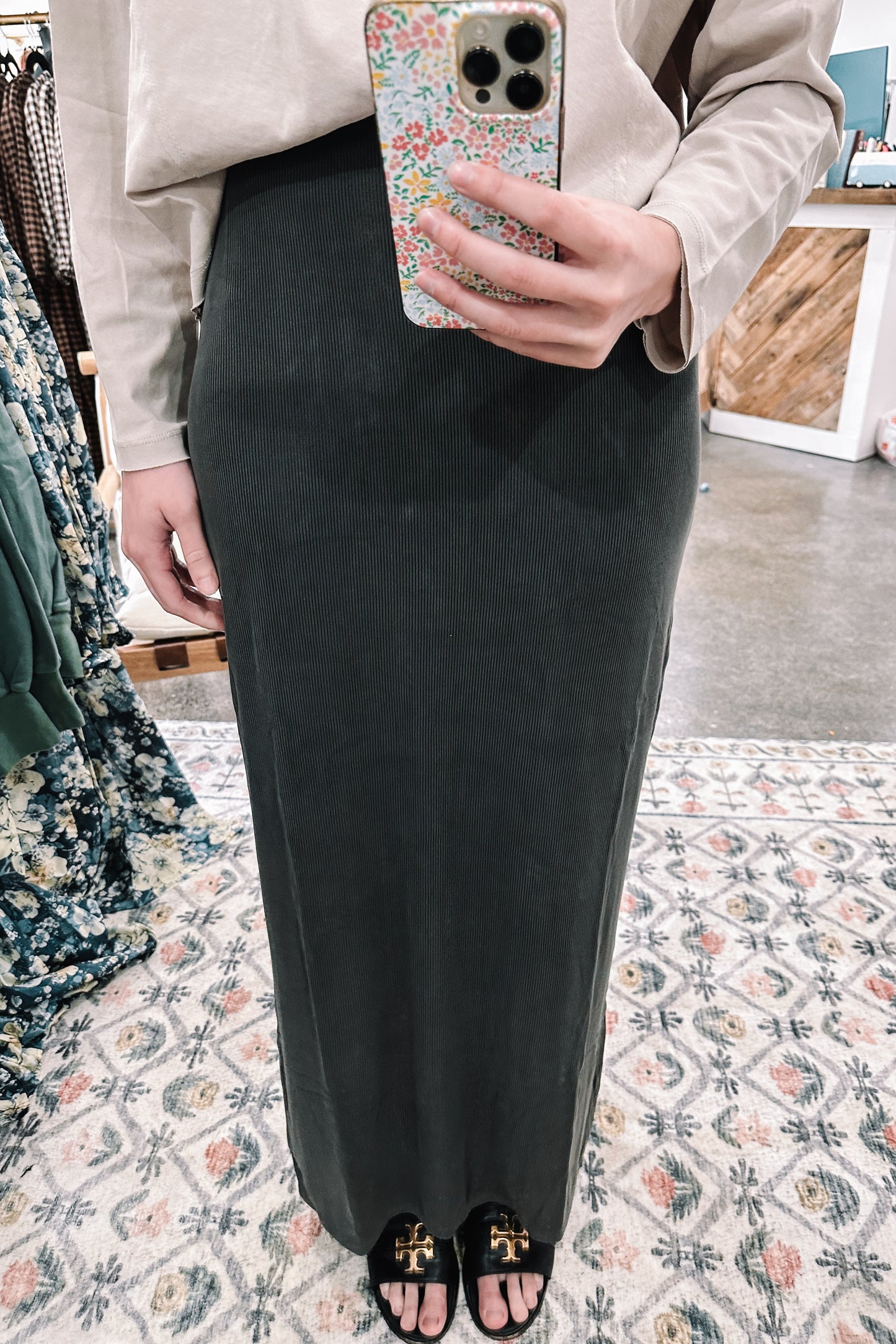 Charcoal Maxi Skirt - SMALL