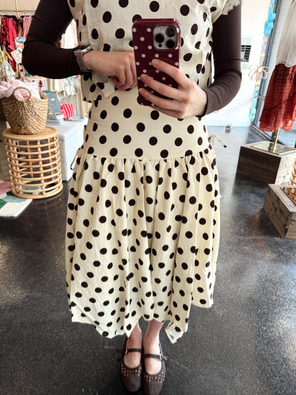 Chocolate Polka Dot Set Skirt